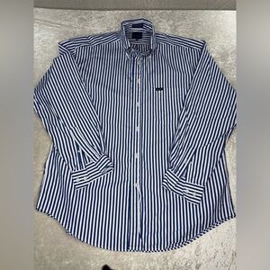 Faconnable Blue & White Stripe Button Down Shirt Size L